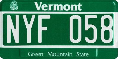 VT license plate NYF058