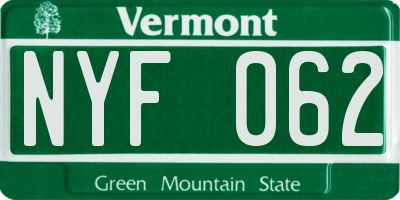 VT license plate NYF062
