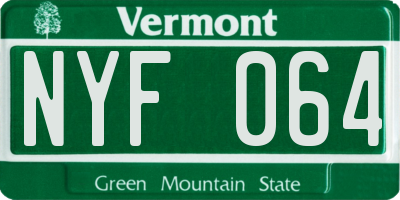 VT license plate NYF064