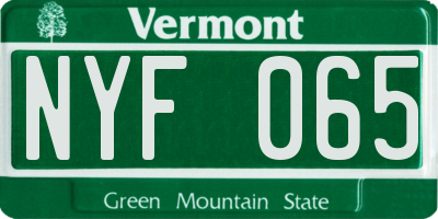 VT license plate NYF065
