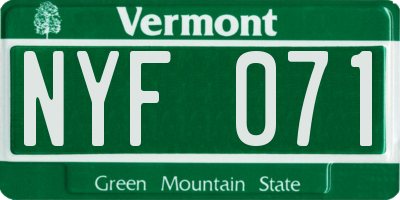 VT license plate NYF071