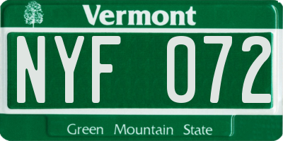 VT license plate NYF072