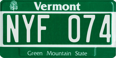 VT license plate NYF074