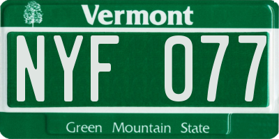 VT license plate NYF077