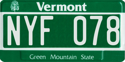 VT license plate NYF078