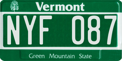 VT license plate NYF087