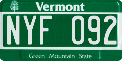 VT license plate NYF092