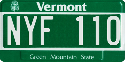 VT license plate NYF110