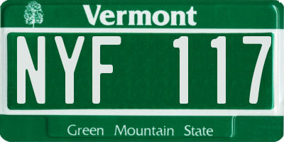 VT license plate NYF117