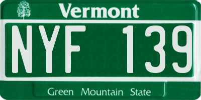 VT license plate NYF139