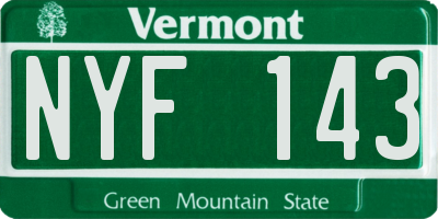 VT license plate NYF143