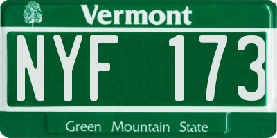 VT license plate NYF173