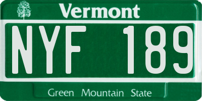 VT license plate NYF189