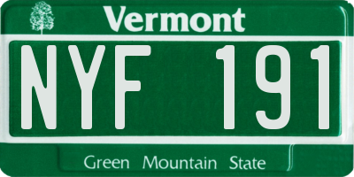 VT license plate NYF191