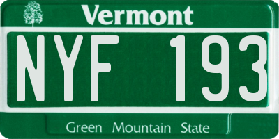 VT license plate NYF193