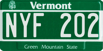 VT license plate NYF202