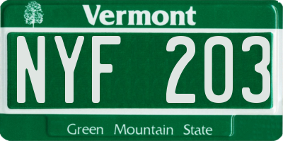 VT license plate NYF203