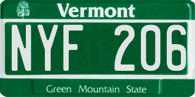 VT license plate NYF206