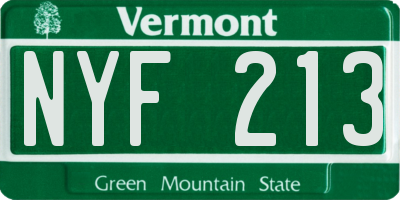 VT license plate NYF213