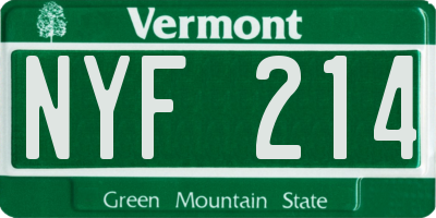 VT license plate NYF214