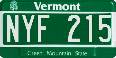 VT license plate NYF215