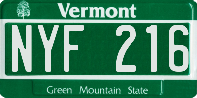 VT license plate NYF216