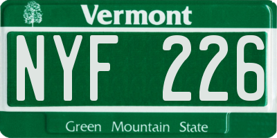 VT license plate NYF226
