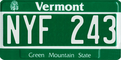 VT license plate NYF243