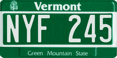 VT license plate NYF245