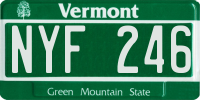 VT license plate NYF246