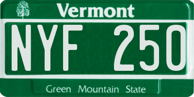 VT license plate NYF250