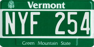 VT license plate NYF254