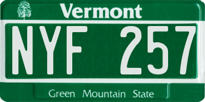 VT license plate NYF257