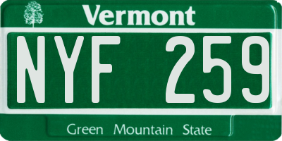 VT license plate NYF259