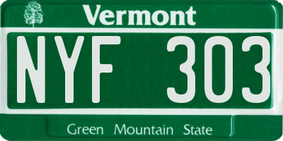 VT license plate NYF303