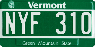 VT license plate NYF310