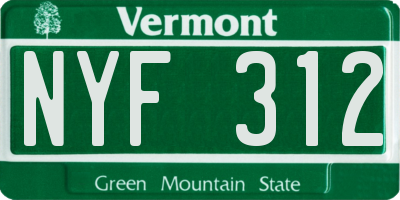 VT license plate NYF312