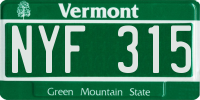 VT license plate NYF315