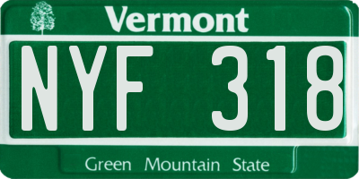 VT license plate NYF318