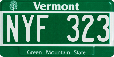VT license plate NYF323