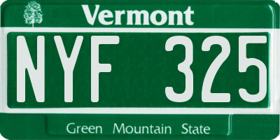 VT license plate NYF325