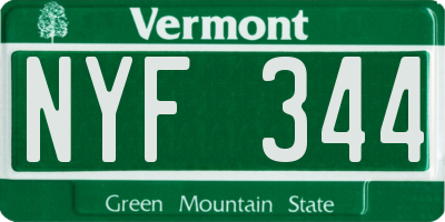 VT license plate NYF344