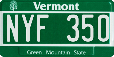 VT license plate NYF350