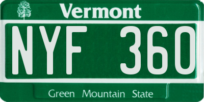 VT license plate NYF360