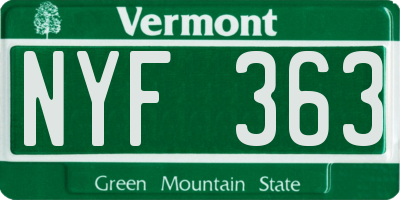 VT license plate NYF363