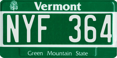 VT license plate NYF364