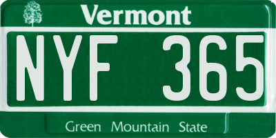VT license plate NYF365