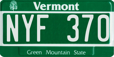 VT license plate NYF370