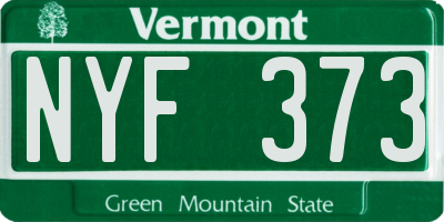 VT license plate NYF373