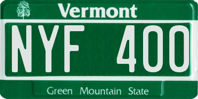 VT license plate NYF400